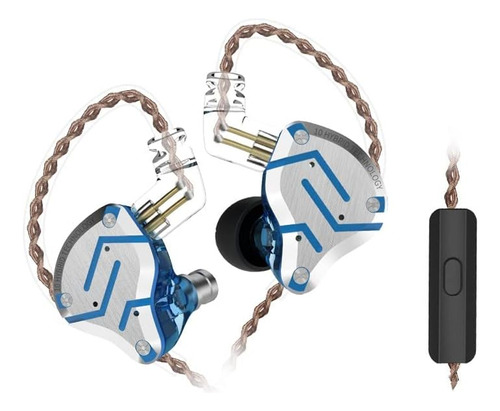 Audifonos Kz Con Microfono, Con Cable Abatible, Azul Mete...