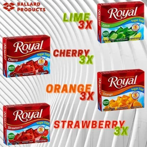 Gelatina - Royal Gelatin Sin Azúcar Paquete Variado De 12 |