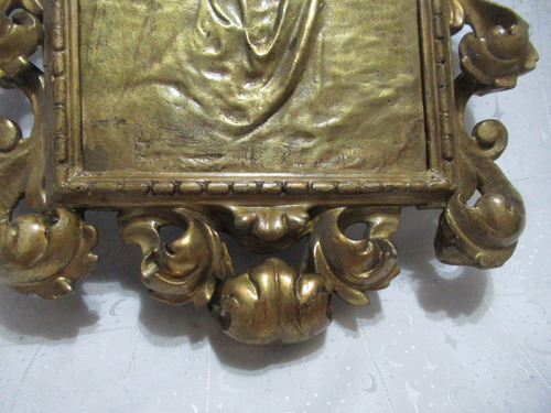 Cuadro Bronce Cera Perdida Virgen Jesús Marco Madera (15490 Dorado Oscuro Dorado Oscuro (Usado)