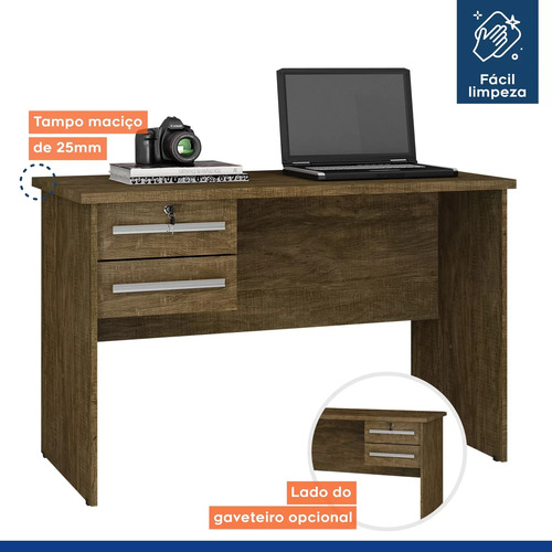 Mesa Para Computador 2 Gavetas Byte Valdemóveis Ipê Gf