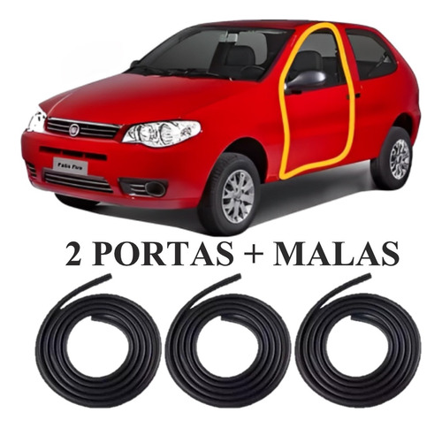 Kit Borrachas De Vedação Palio 2000 2001 2002 2003 2 Portas + Malas!