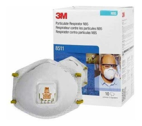 3m Respirador 8511 N95 Mascarilla/cubrebocas Caja 10 Piezas