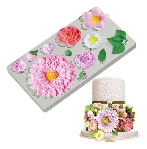 Hoja De Flor Molde De Silicona Fondant Para Torta Decoración