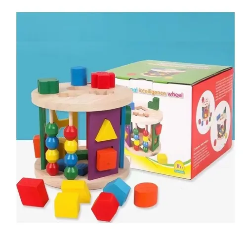 Caja De Cubos Didactico De Forma Geométrica De Madera