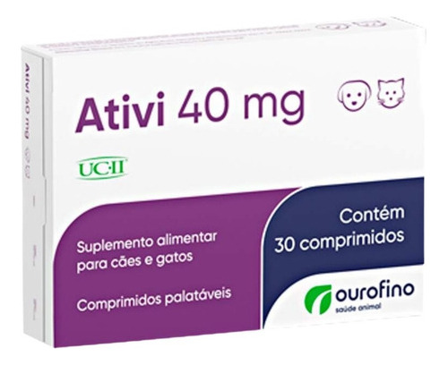 Suplemento Alimentar Ativi 40mg Ourofino 30 Comprimidos