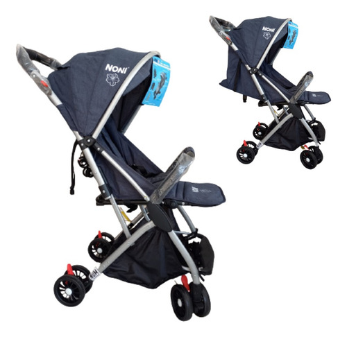 Carriola De Viaje Tipo Maleta Mango Abatible. Noni Is-555 R. Color Azul Marino Chasis Plateado