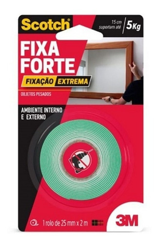 Fita Dupla Face Extrema Fixa Forte 25mm X 2m 3m 