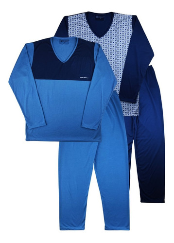 Kit 2 Pijamas Masculinos Adulto Manga Longa Inverno Grappin