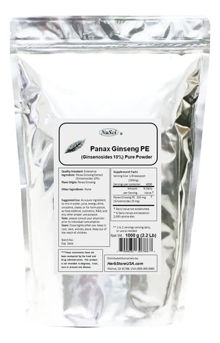 Nusci Extracto Panax Ginseng Polvo 10% Ginsenósidos 100g