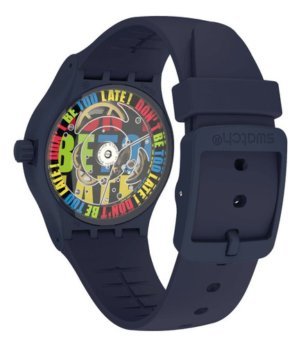 Reloj Swatch Waktu51 So30n400 Correa Azul Bisel Azul Fondo Azul