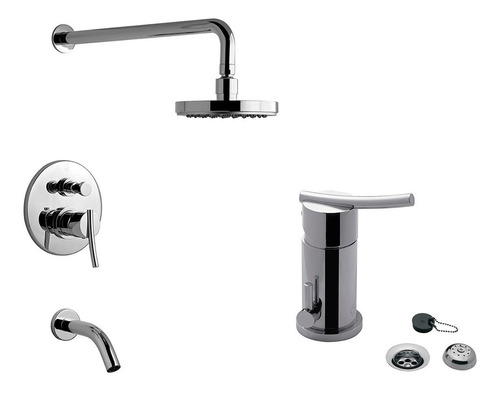 Griferia Bidet + Ducha Bañera Juego Monocomando Fv Libby