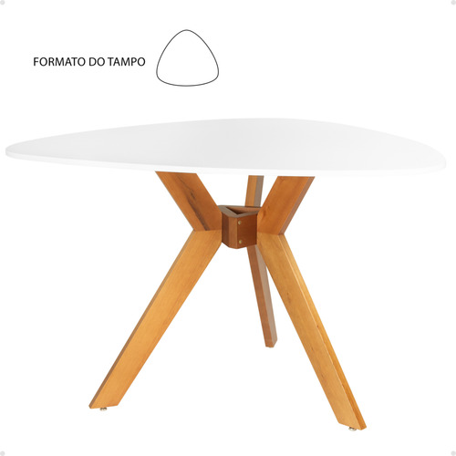 Mesa De Jantar Orgânica Nina 120cm Em Mdf E Madeira Maciça | Magazine Decor Cor Branco