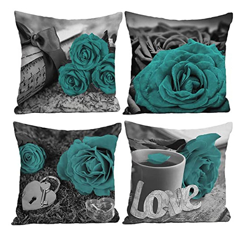 Fundas De Cojines Okasion, Color Verde Azulado, Para Sofá, 1