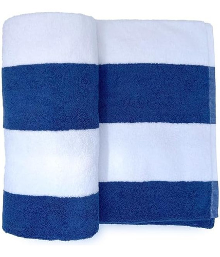 Toalla Para Playa Rayas Azul Con Blanco 1 Mts X 2mts - 1 Pza