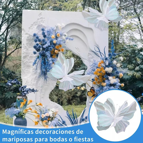 2 Flores Artificiales Con Mariposas 50cm - Boda, Fiesta