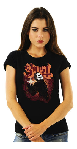 Polera Mujer Ghost Emeritus Iv Poster Flowers Metal Impresió