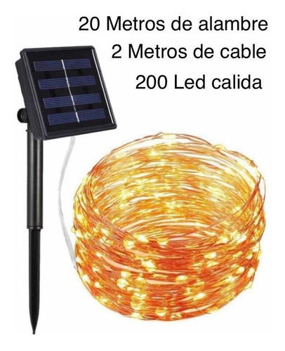 Luces de navidad y decorativas Deco Estrella guirnalda solar 20m de largo 6V - blanco cálido