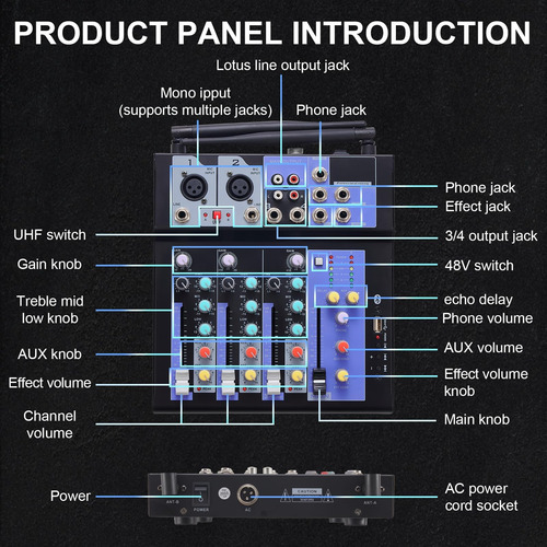 Mezclador De Audio Profesional De Siking Con Micrófono Dual,