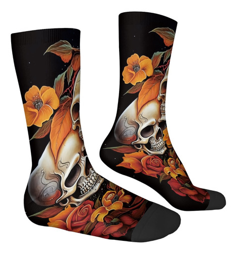 1 Par De Calcetines Redondos Unisex Con Estampado De Dos Cal