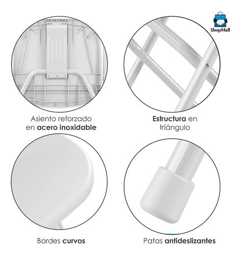 Set 5 Sillas Plegables Para Eventos Plástico Negras Color Blanco Silla