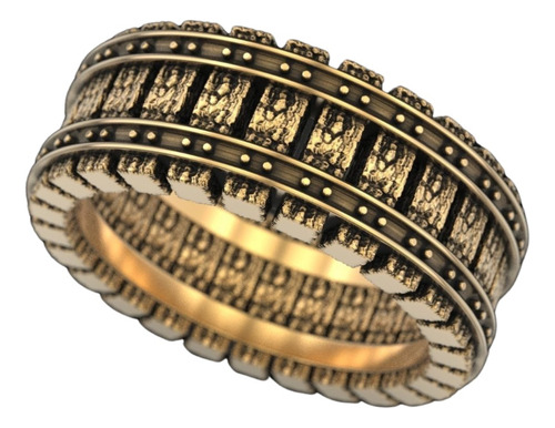 Anillo Hombre Barones Vías De Tren Plata 925 Chapado Oro