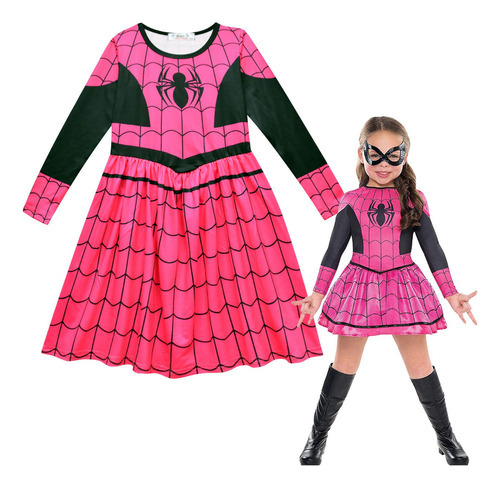 2023 Spiderman Manga Larga Vestido Niña Halloween Cosplay