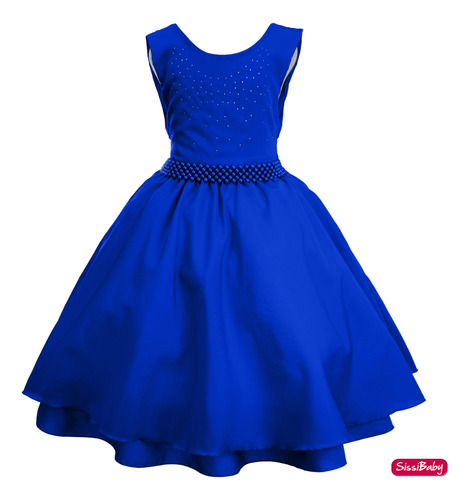 Vestido Azul Royal Formatura Daminha Festa Infantil
