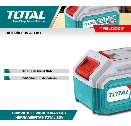 Kit 2 Baterías Y Cargador Rápido 4ah 20v Industrial Total