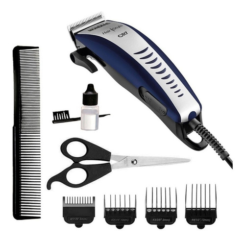 Maquina Masculina De Cortar Cabelo Profissional Mondial Top Cor Azul 127V