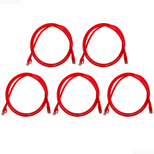 Patchcord Utp Cat6 120cm Rojo 100%cobre Enson P6012r 5 Pzs
