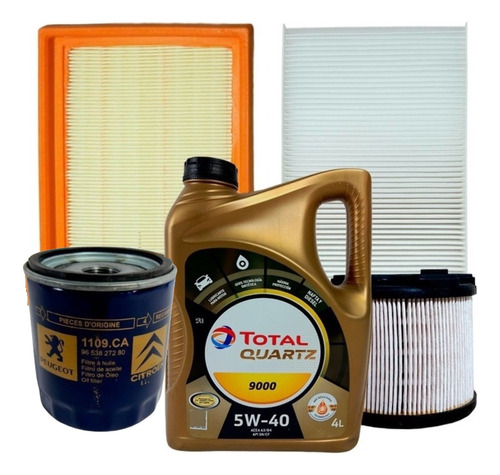 Kit 4 Filtros Orig + Aceite 5w40 Peugeot 407 2.0 Hdi 2009