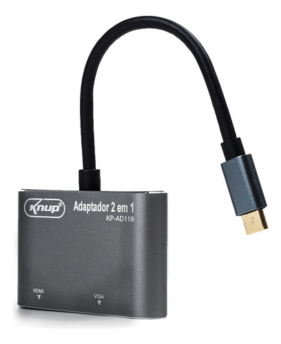 Cabo Adaptador Usb-c Tipo-c 2x1 Hdmi E Vga Smartphone Note