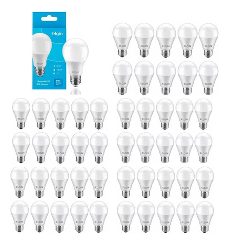 Kit 50 Lâmpadas Led Bulbo 9w E27 Branco Forte Cor Da Luz Branco-frio 110v/220v