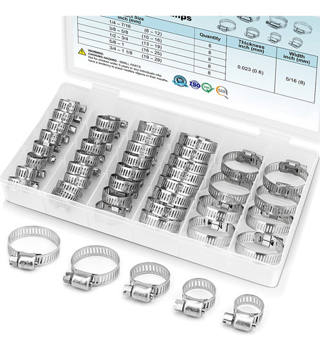 Juego De 40 Abrazaderas Mangueras De Acero Inoxidable 3...