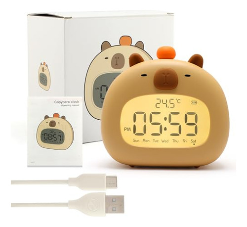 Reloj Despertador Infantil Capybara Con Luz Nocturna