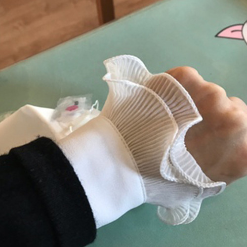 (w) Camisa Plisada Con Mangas Acampanadas, Puños Falsos, Pli