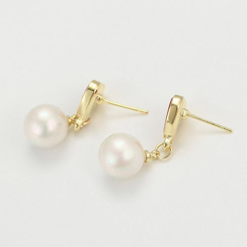 Hermosos Aretes Corazón Perla Cultivada Aaa Oro 14k Lam