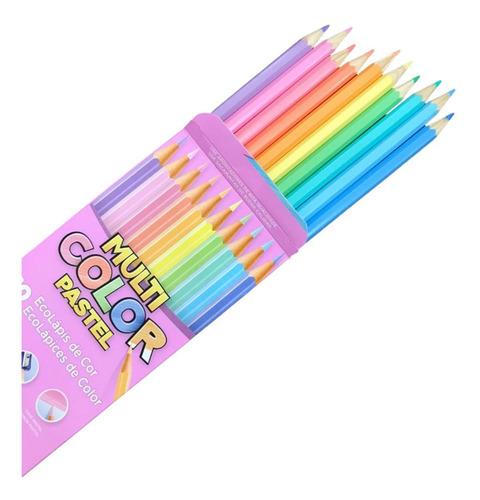 Lápiz de color multicolor 12 colores + tonos + pastel + 1 kawaii