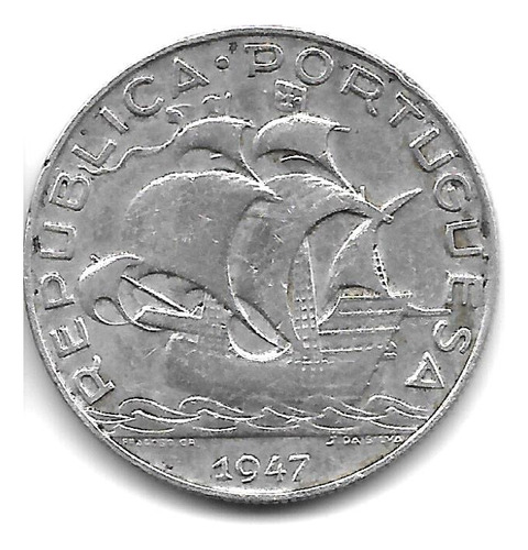 Portugal Moneda De 5 Escudos De Plata Año 1947 - Km 581 - Xf