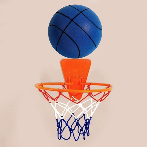 Baloncesto Silencioso Con Aro, Pelota De Juguete Azul