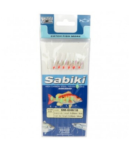 Sabiki Marine Sports Pena Branco Anzol 18 Kit Com 5 Unidades