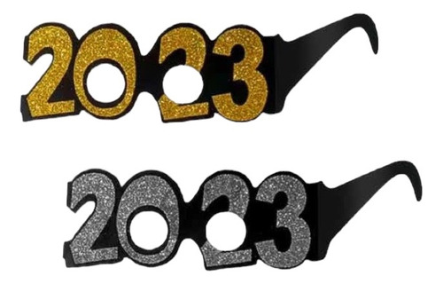 Lentes Fiestas Año Nuevo Año 2023 Elegante Dorado O Plateado