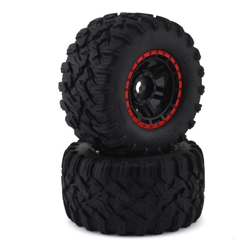 Traxxas Maxx All-terrain Pre-mounted Tires (4) (black/red)