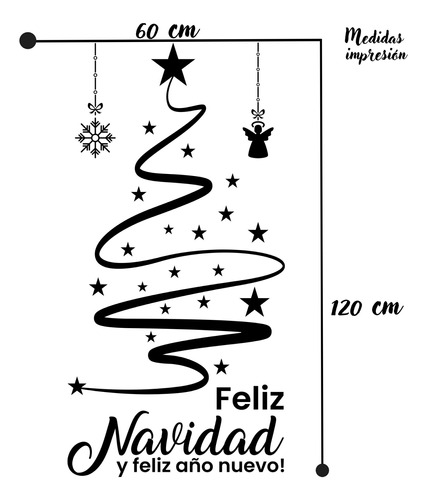 Vinil Decorativo P/pared Figura Pino Navideño Tamaño Mediano