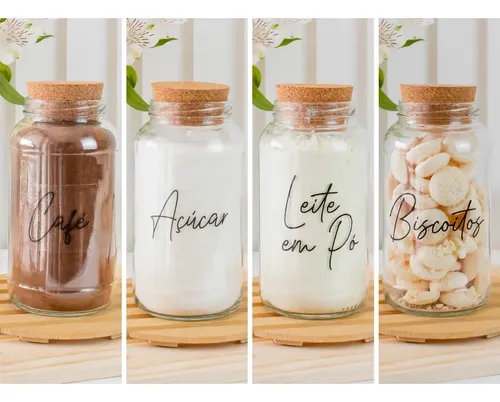 4 Potes de Vidro 810ml com Etiquetas - Cantinho do Café — R$ 43,90 em Mercado Livre, 45% OFF