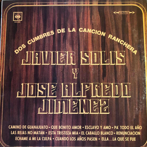 Javier Solís Y José Alfredo Jiménez Lp De Éxitos Vinilo