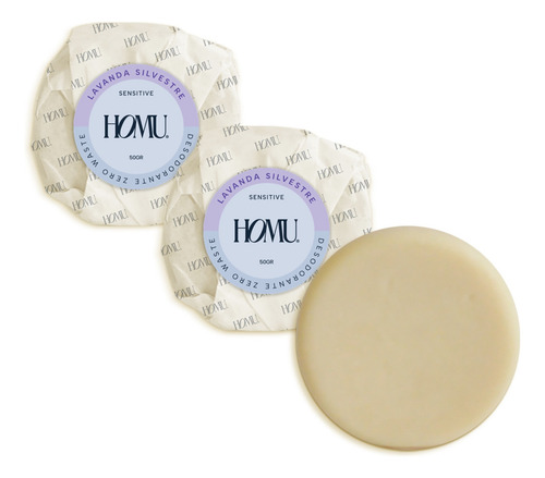 Desodorante Homú Natural Zero Waste Barra 55 G - 3 Pack Fragancia Lavanda Silvestre - Sensitive