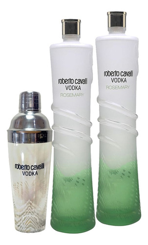 Kit Botellas De Vodka Roberto Cavalli + Coctelera De Cristal