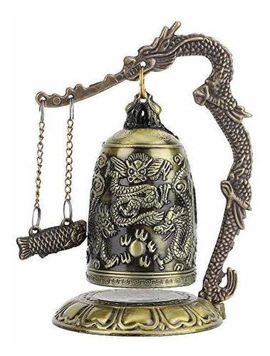 Campana De Dragón  Feng Shui Carved Bronze Dragon Lock Bel