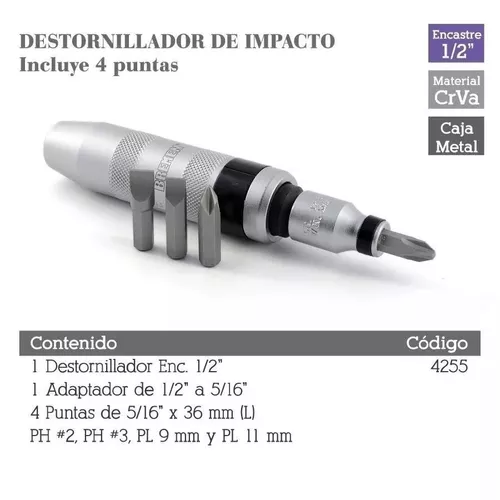 Destornillador Impacto Bremen Kit Atornillador Cod 4255 Dgm